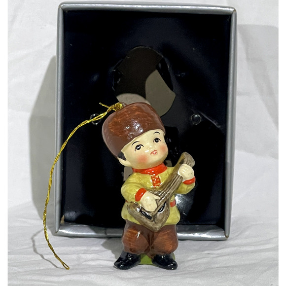 Vintage Berman Anderson Trims in Ceramic Christmas Ornament Slavic Boy Rare - Picture 1 of 5